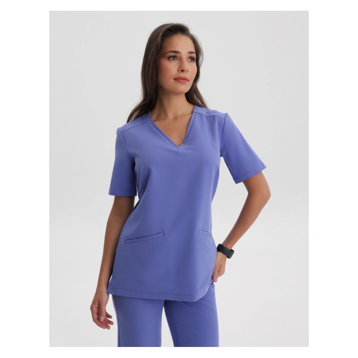 Bluza medyczna damska V-neck premium niebieska